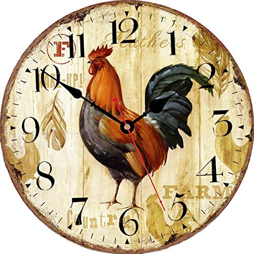 SKJIND Farmhouse Kitchen Wall Clock Wood (12inch)