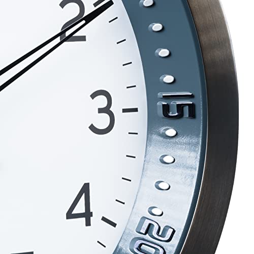 La Crosse Technology 404-54667-INT 10-Inch Atomic Chapter Ring Stainless Steel Analog Clock