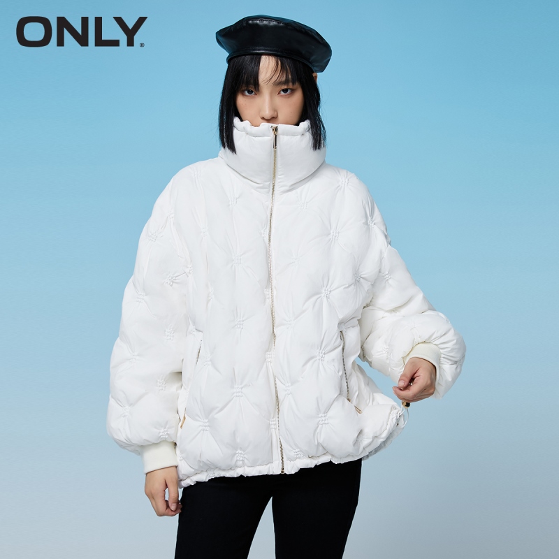 目目 fifteen ONLY winter new ladies windproof high neck pleated short puff down jacket women | 121423008