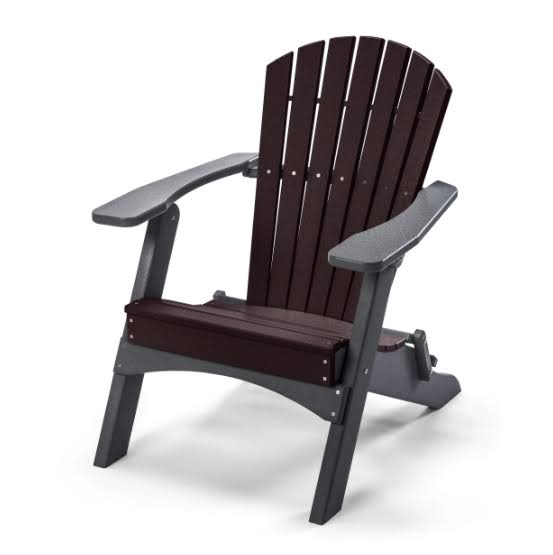 Perfect Choice Outdoor Furniture Classic Folding Adirondack Chair, Mocha on Gray