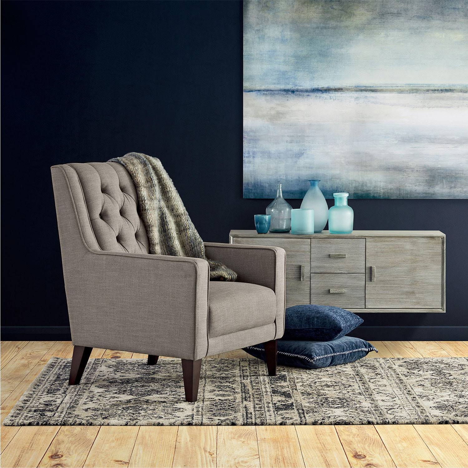 Cole and Rye Cole Rye Grey Button Tufted Accent Chair