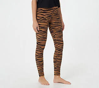 Barefoot Dreams CozyChic Ultra Lite Zebra Leggings, Size Large, Honey/Black