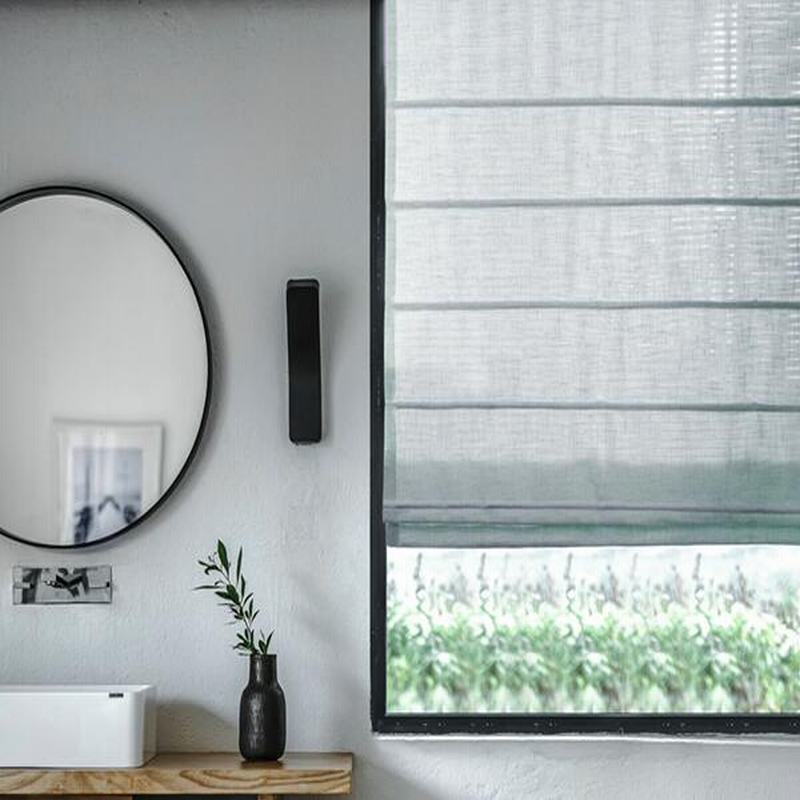 Polyester Linen Roman Shade In Blue