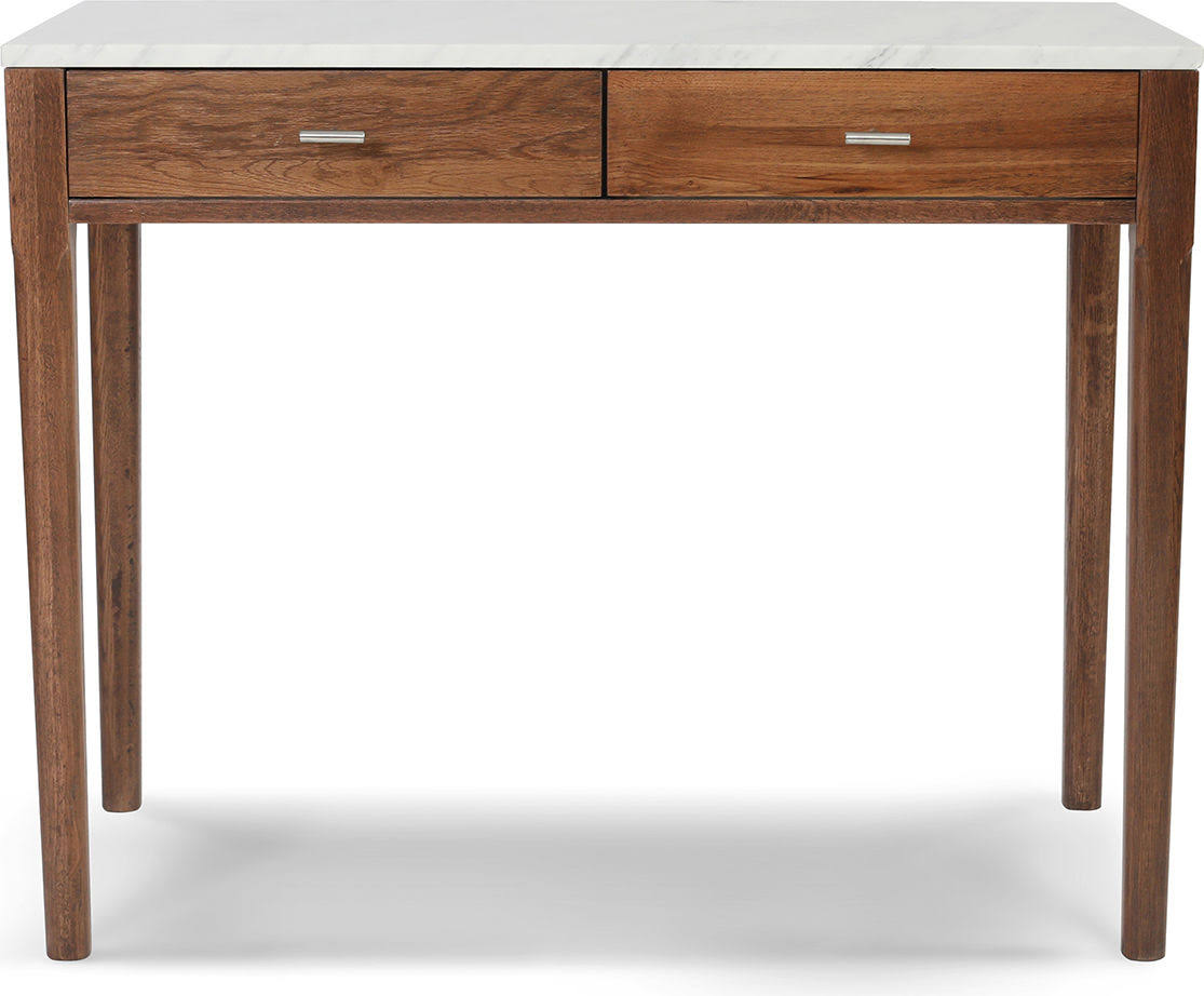 Meno Console Table - Finish: White Marble, Walnut by The Bianco Collection