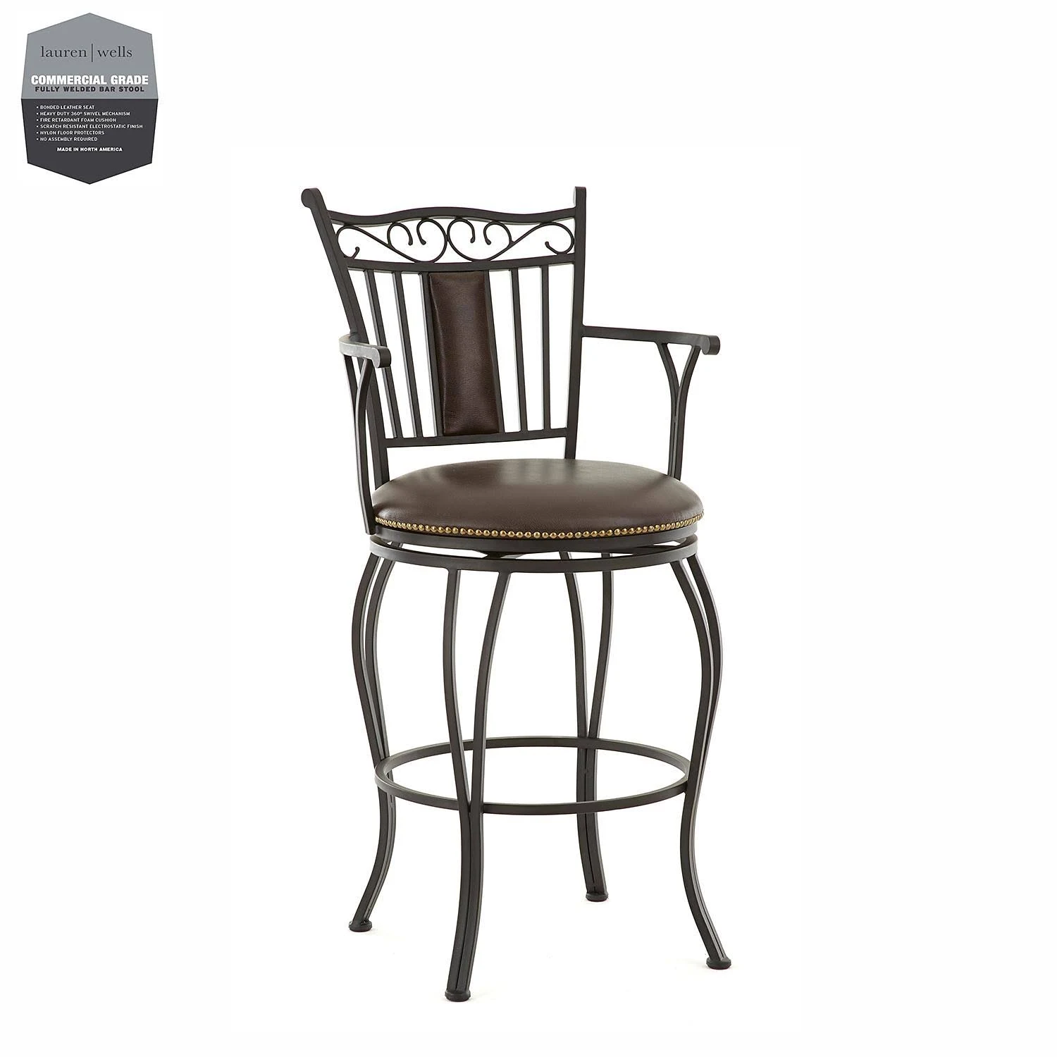 Steve Silver Barbara Jumbo Swivel Bar Chair with Armrest