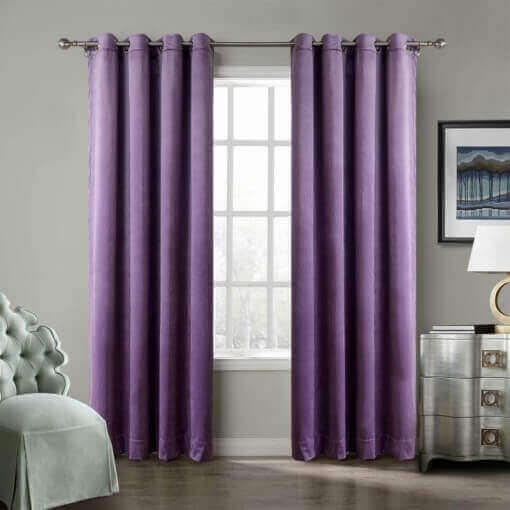 Nickel Grommet Velvet Curtain Drape Panel with Blackout Lined Birkin