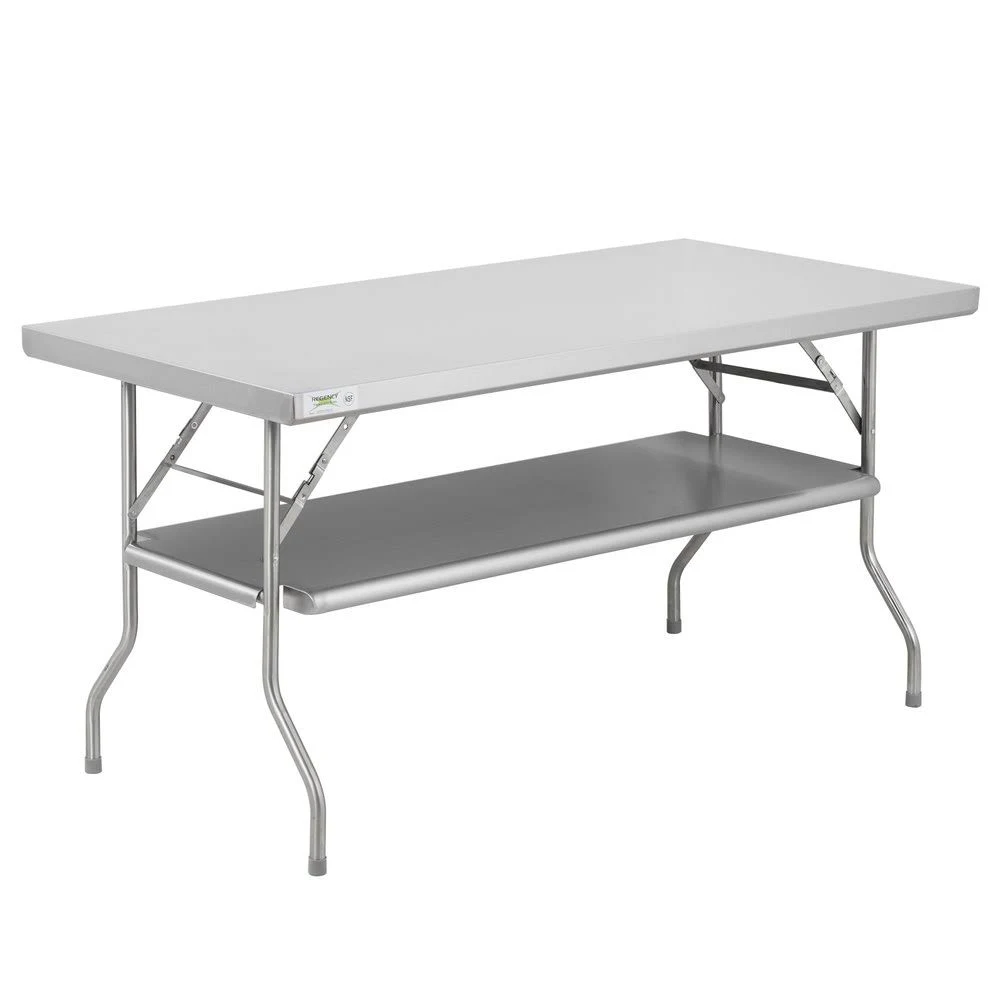 Regency 30x22 x 60x22 18-Gauge Stainless Steel Folding Work Table with Removable Undershelf