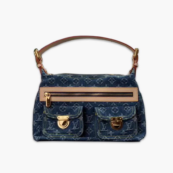 【原版皮】路易威登/LV 中古系列牛仔布手提包，选用丹宁材质铺陈Monogram图案，彰显手袋的同时囊括功能性细节，精巧点缀金色金属件，款号：M95050