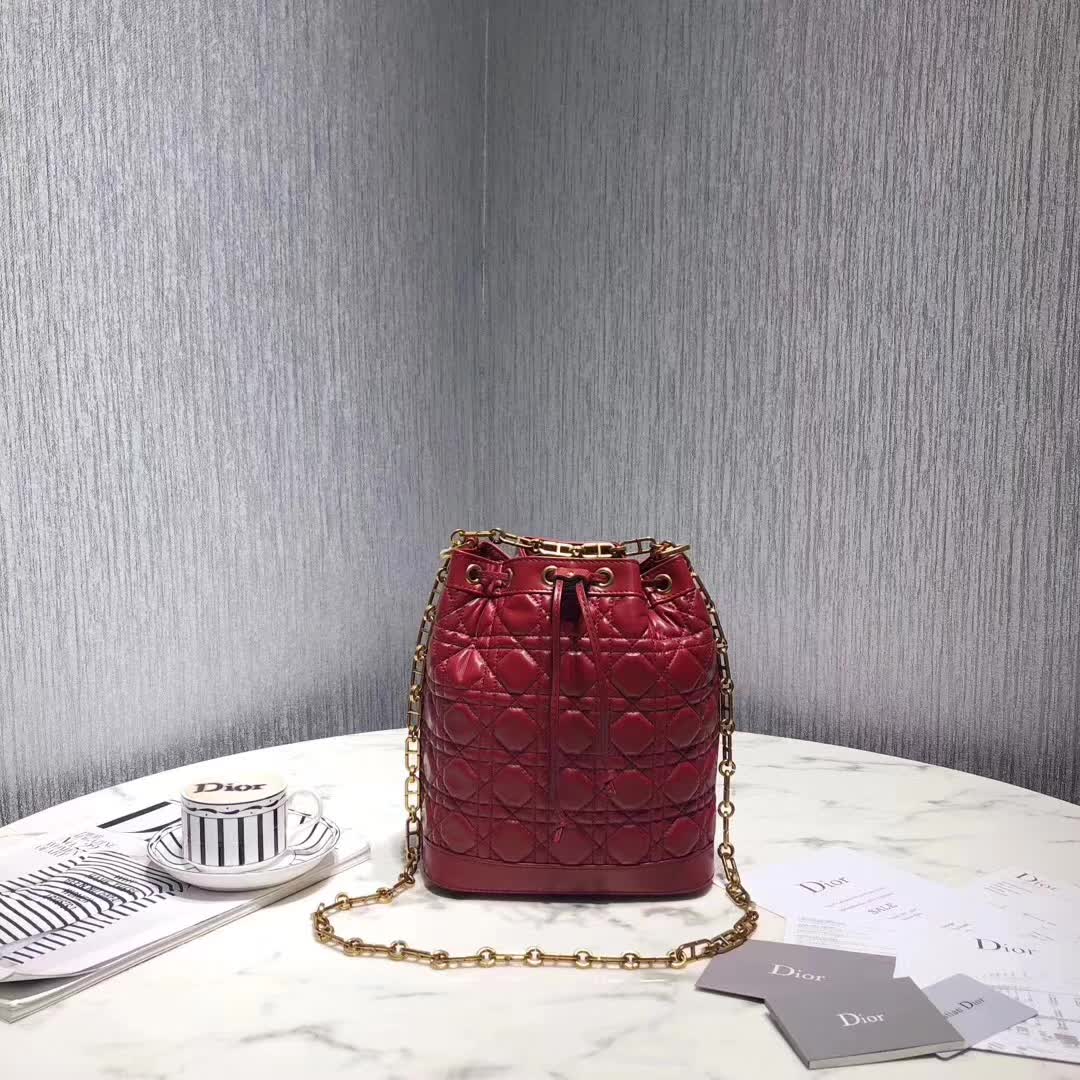 【原版皮】迪奥/Dior 水桶包，选用柔软羊皮裁制而成，全新包型，火遍时尚圈的复古潮流感，款号：M1693