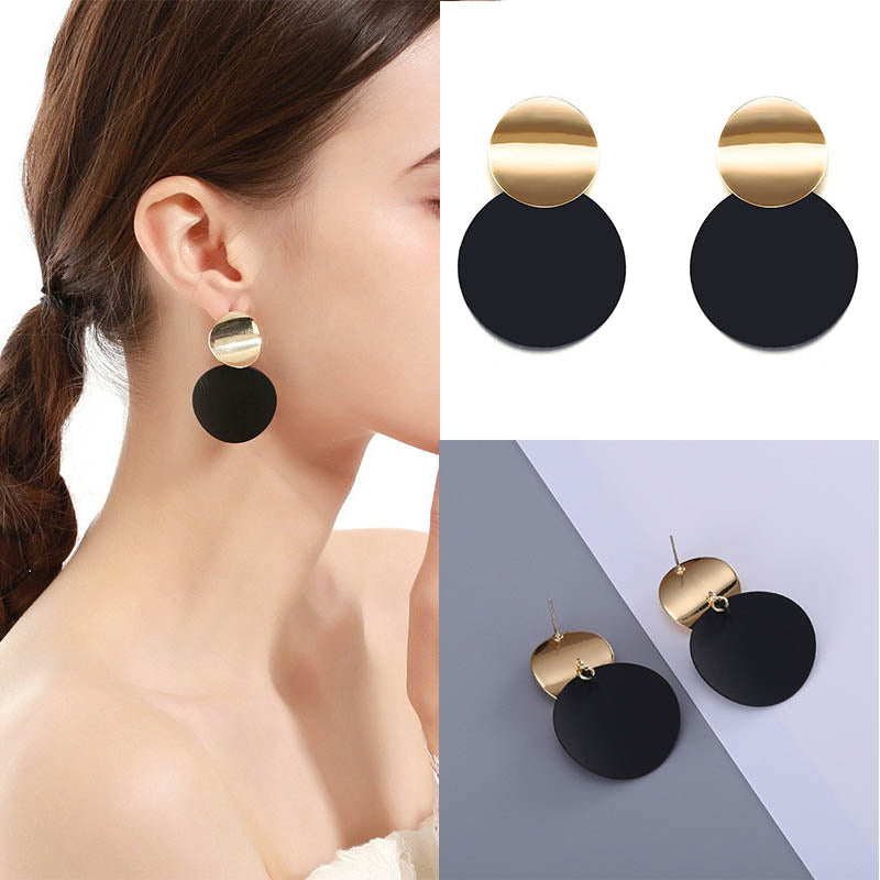 Fashion Geometric Round Stud Double Circle Earrings