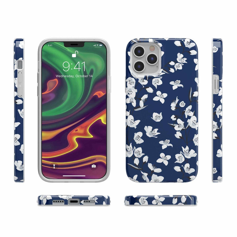 Navy Cherry Blossom Floral Case
