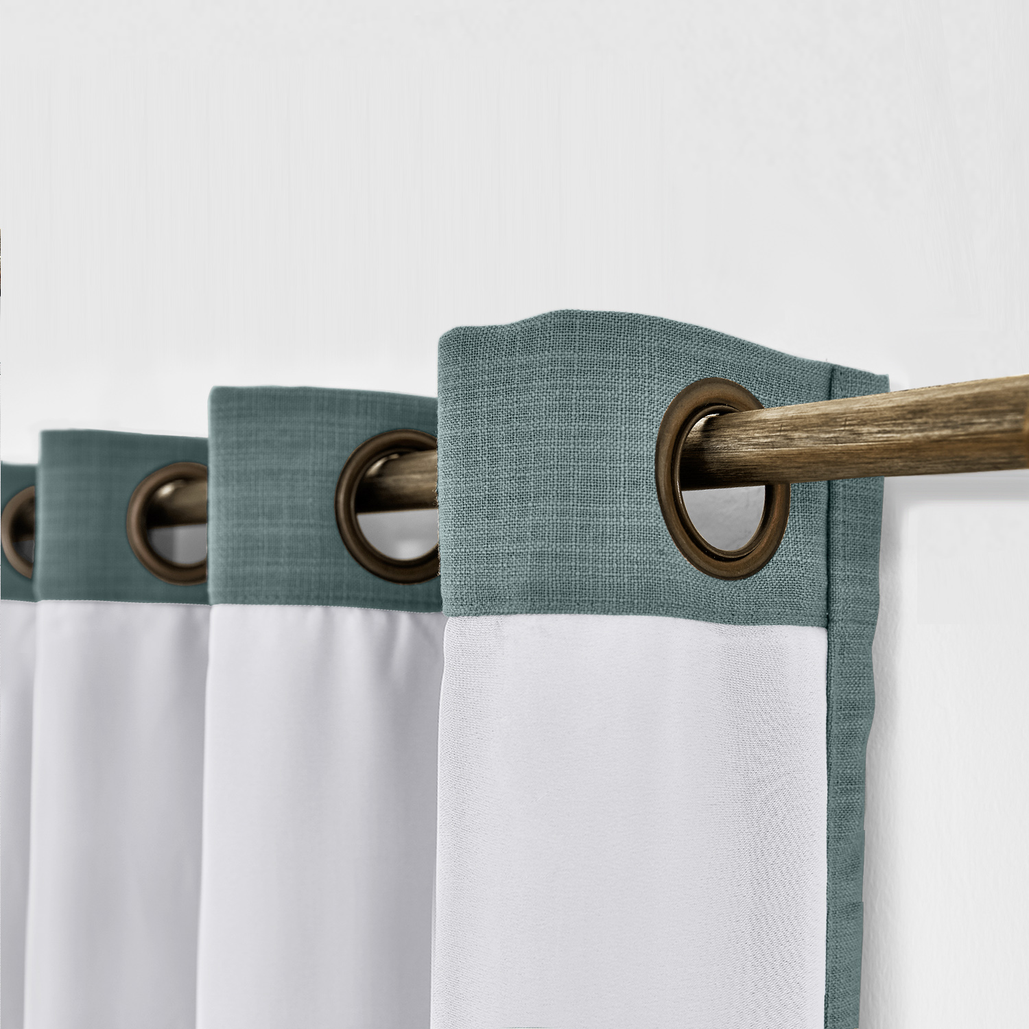 Antique Bronze Grommet Fuax Linen Window Curtain with Blackout Lined LIZ