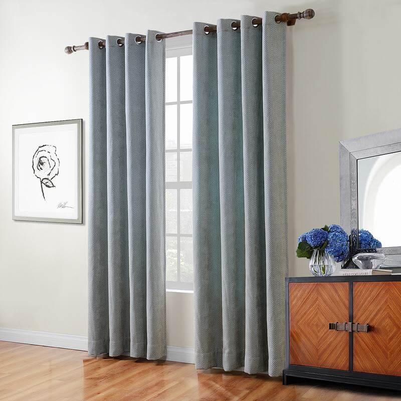 Polyester Chenille Jacquard Grommet Wave Soft Handfeel Panel Curtain Drape Tinge