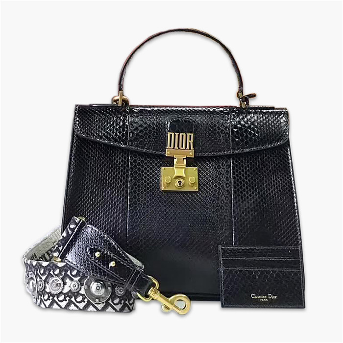 【原版皮】迪奥/Dior 手提包，选用蛇皮纹小牛皮裁制而成，饰以品牌标识字母锁扣，低调奢华，简约时尚