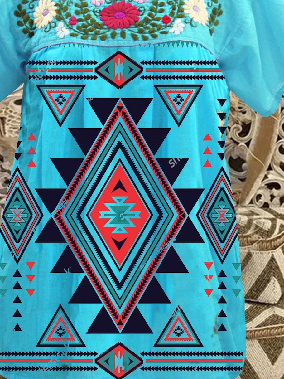 Short Sleeve Geometric Shirts & Tops