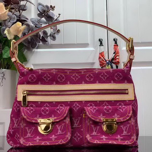 【原版皮】路易威登/LV 中古系列牛仔布手提包，选用丹宁材质铺陈Monogram图案，彰显手袋的同时囊括功能性细节，精巧点缀金色金属件，款号：M44464