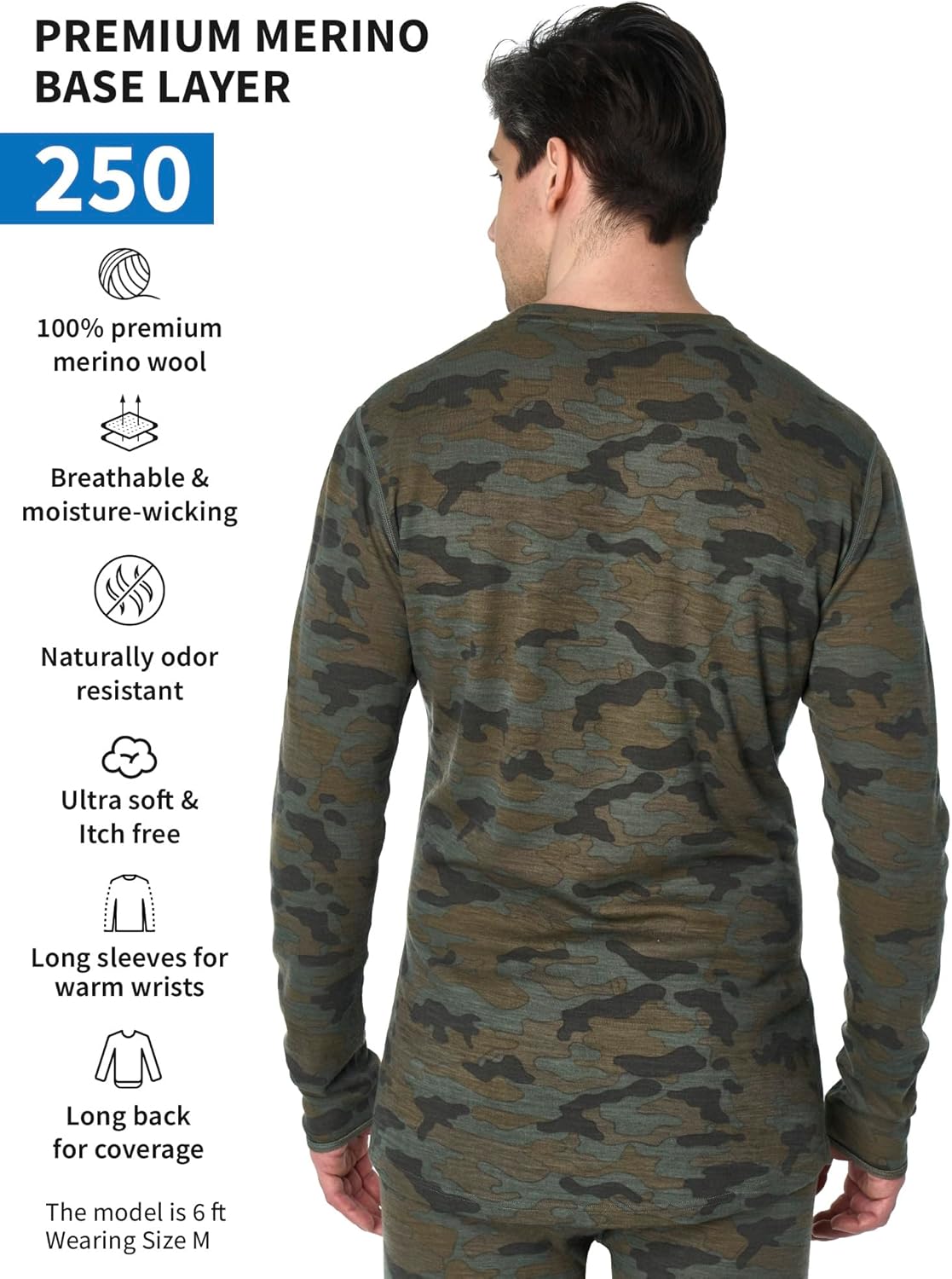 Merino.tech Merino Wool Base Layer - Mens 100% Merino Wool Long Sleeve Thermal Shirts Heavyweight, Midweight, Lite with Socks