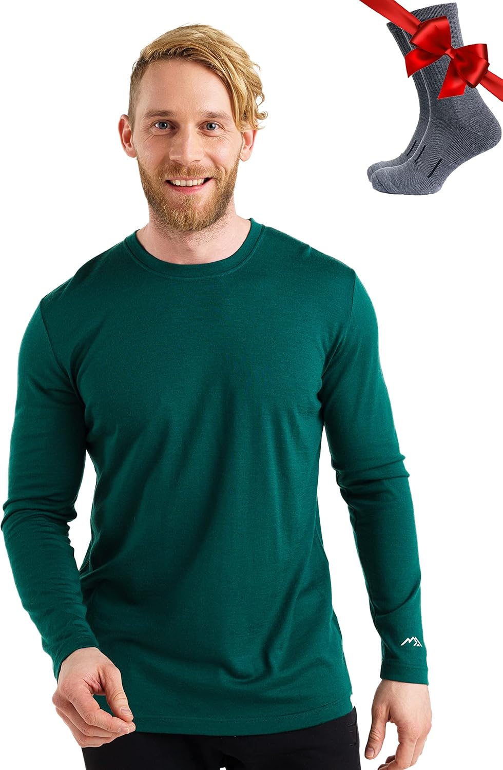 Merino.tech Merino Wool Base Layer - Mens 100% Merino Wool Long Sleeve Thermal Shirts Heavyweight, Midweight, Lite with Socks
